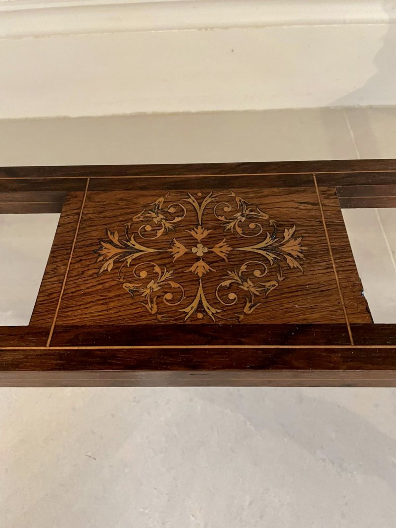 Quality Antique Victorian Inlaid Rosewood Marquetry Writing Desk - Image 5